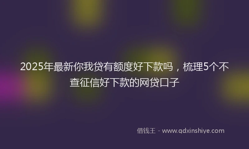 2025年最新你我贷有额度好下款吗，梳理5个不查征信好下款的网贷口子