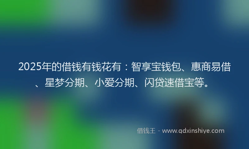 2025年的借钱有钱花有：智享宝钱包、惠商易借、星梦分期、小爱分期、闪贷速借宝等。