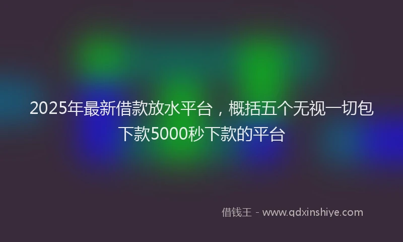 2025年最新借款放水平台，概括五个无视一切包下款5000秒下款的平台