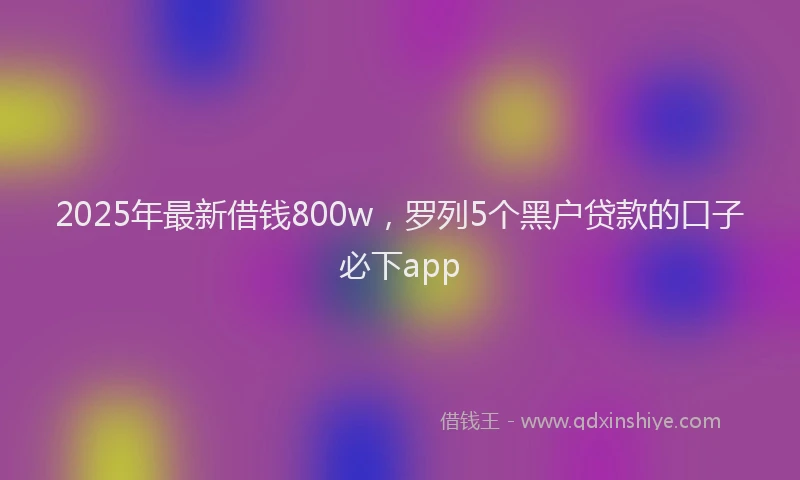 2025年最新借钱800w，罗列5个黑户贷款的口子必下app