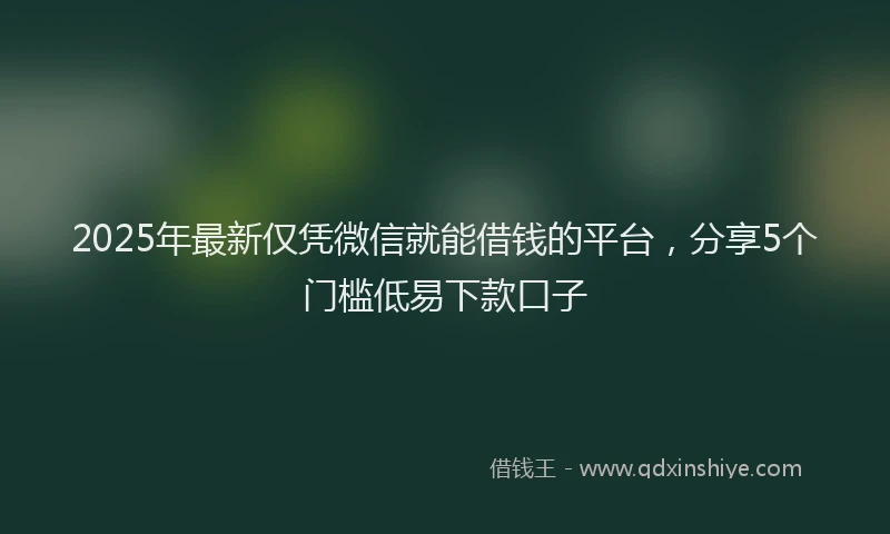 2025年最新仅凭微信就能借钱的平台，分享5个门槛低易下款口子