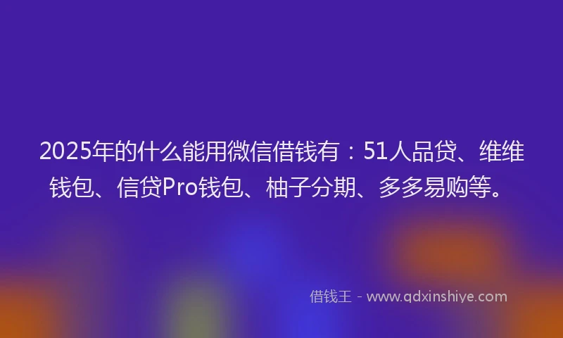 2025年的什么能用微信借钱有：51人品贷、维维钱包、信贷Pro钱包、柚子分期、多多易购等。