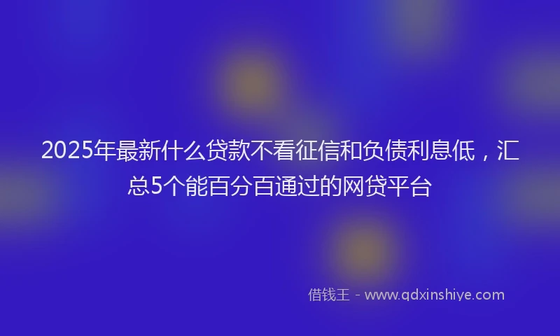 2025年最新什么贷款不看征信和负债利息低，汇总5个能百分百通过的网贷平台