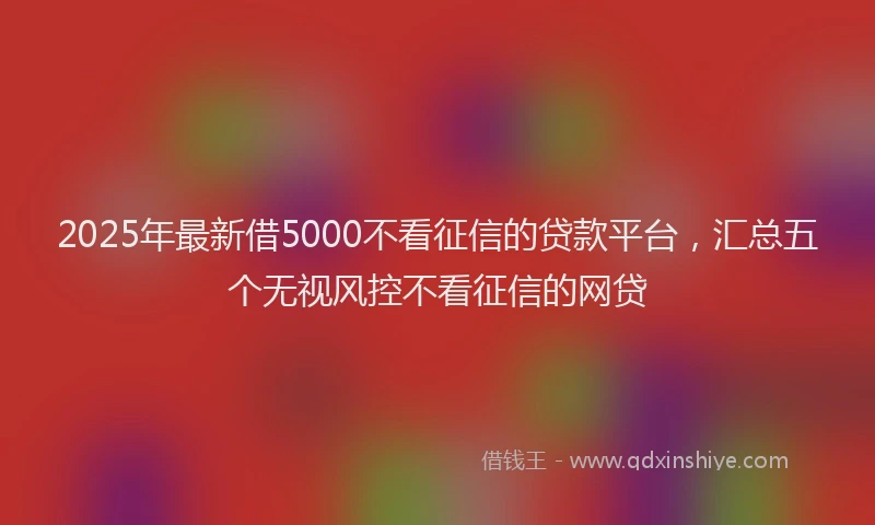 2025年最新借5000不看征信的贷款平台，汇总五个无视风控不看征信的网贷