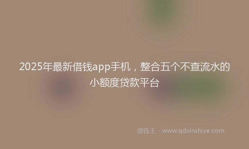 2025年最新借钱app手机，整合五个不查流水的小额度贷款平台