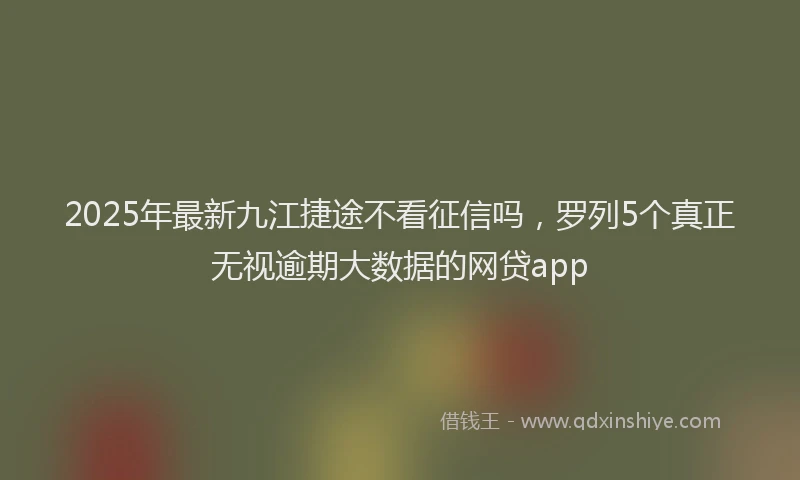 2025年最新九江捷途不看征信吗，罗列5个真正无视逾期大数据的网贷app