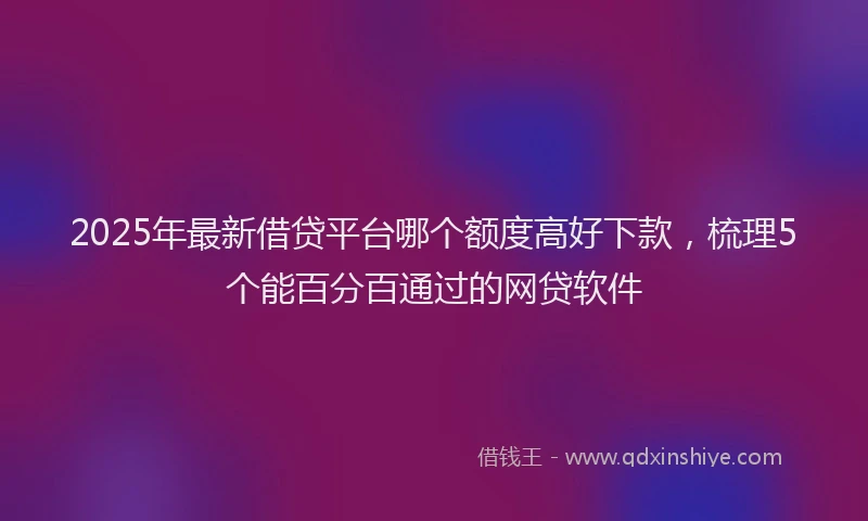 2025年最新借贷平台哪个额度高好下款，梳理5个能百分百通过的网贷软件