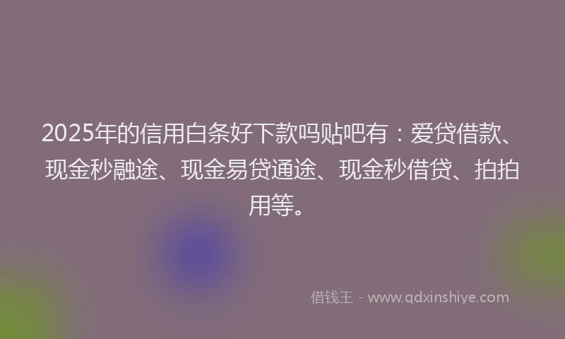 2025年的信用白条好下款吗贴吧有：爱贷借款、现金秒融途、现金易贷通途、现金秒借贷、拍拍用等。