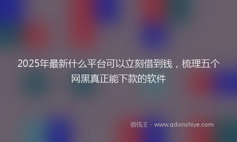 2025年最新什么平台可以立刻借到钱，梳理五个网黑真正能下款的软件