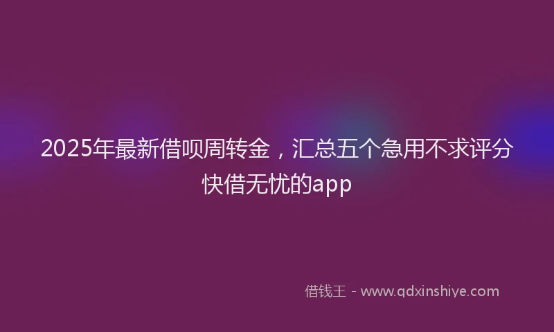 2025年最新借呗周转金，汇总五个急用不求评分快借无忧的app