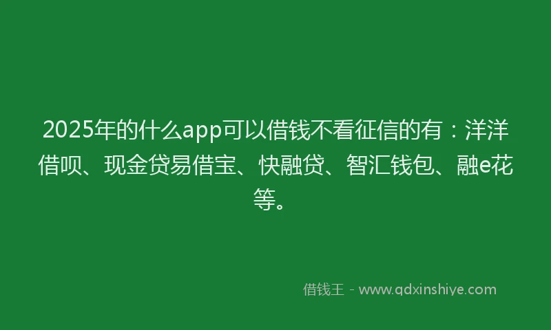 2025年的什么app可以借钱不看征信的有：洋洋借呗、现金贷易借宝、快融贷、智汇钱包、融e花等。