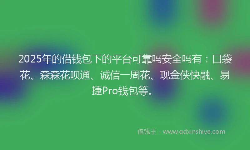 2025年的借钱包下的平台可靠吗安全吗有：口袋花、森森花呗通、诚信一周花、现金侠快融、易捷Pro钱包等。