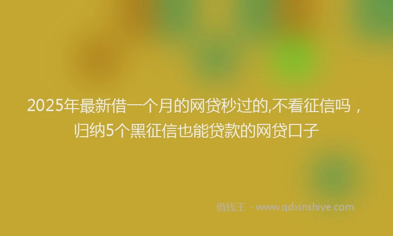 2025年最新借一个月的网贷秒过的,不看征信吗，归纳5个黑征信也能贷款的网贷口子