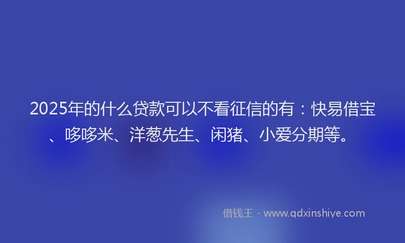 2025年的什么贷款可以不看征信的有：快易借宝、哆哆米、洋葱先生、闲猪、小爱分期等。
