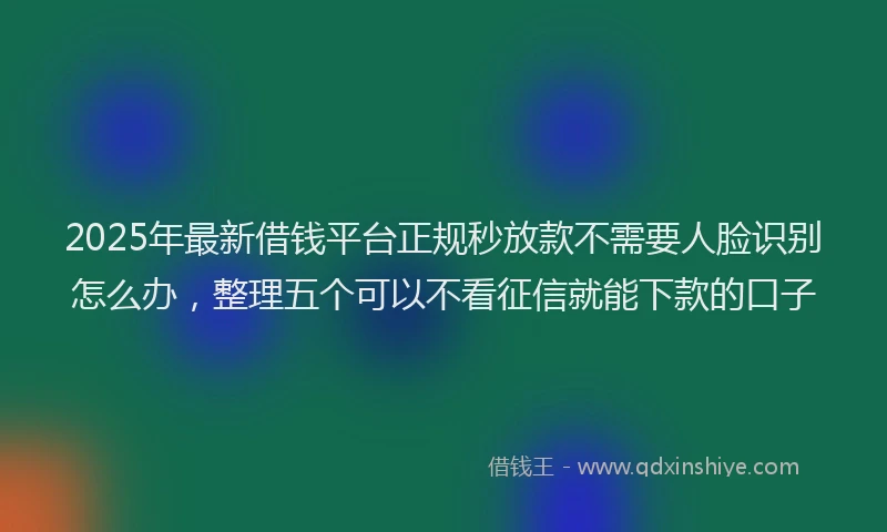 2025年最新借钱平台正规秒放款不需要人脸识别怎么办，整理五个可以不看征信就能下款的口子