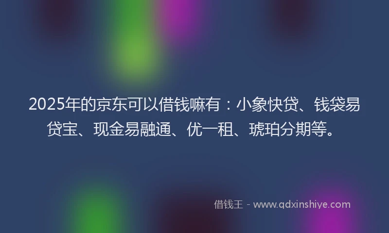 2025年的京东可以借钱嘛有：小象快贷、钱袋易贷宝、现金易融通、优一租、琥珀分期等。