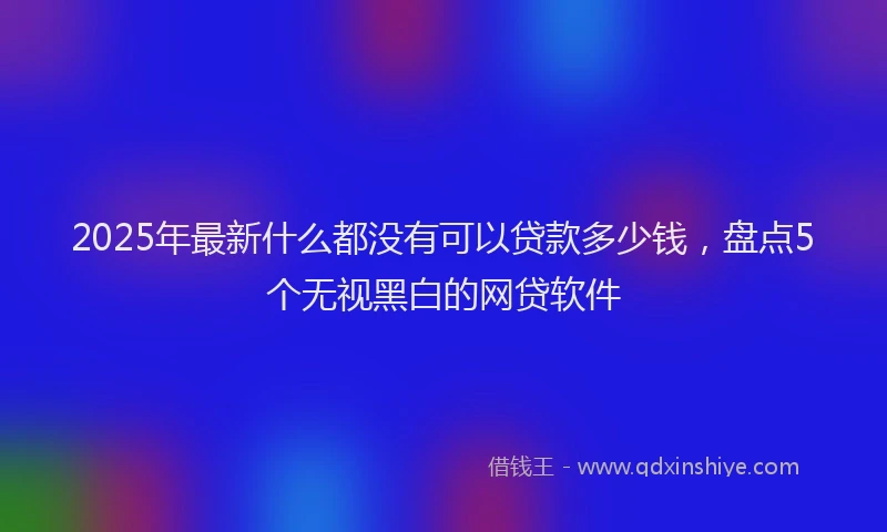 2025年最新什么都没有可以贷款多少钱，盘点5个无视黑白的网贷软件