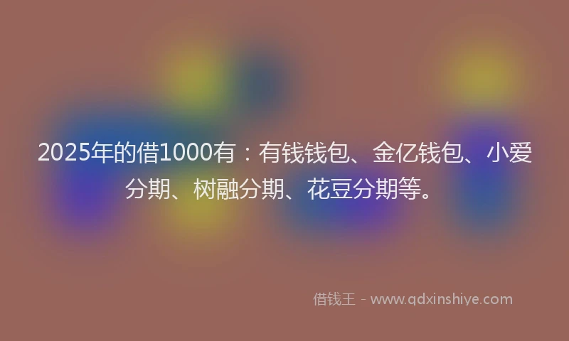 2025年的借1000有：有钱钱包、金亿钱包、小爱分期、树融分期、花豆分期等。