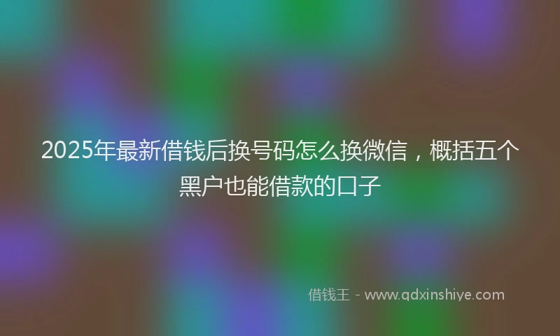 2025年最新借钱后换号码怎么换微信，概括五个黑户也能借款的口子