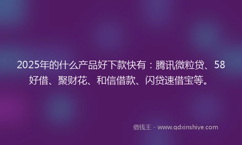 2025年的什么产品好下款快有：腾讯微粒贷、58好借、聚财花、和信借款、闪贷速借宝等。