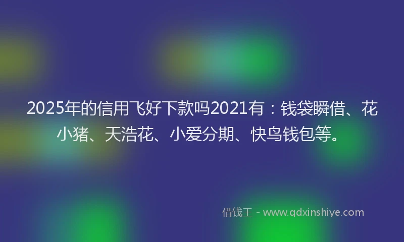 2025年的信用飞好下款吗2021有：钱袋瞬借、花小猪、天浩花、小爱分期、快鸟钱包等。
