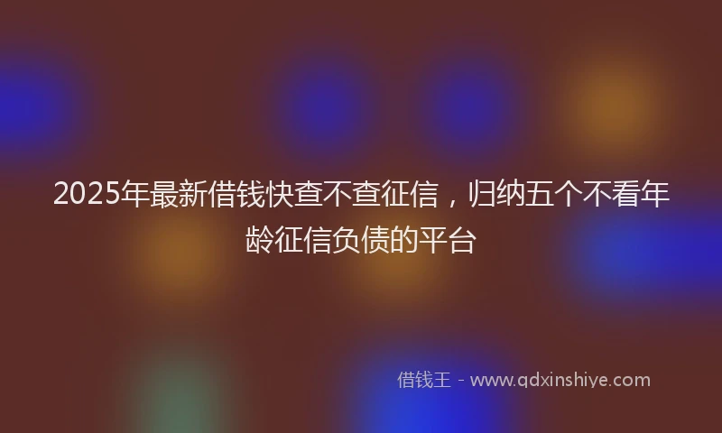 2025年最新借钱快查不查征信，归纳五个不看年龄征信负债的平台