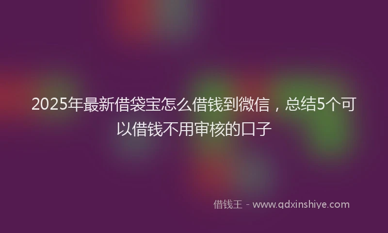 2025年最新借袋宝怎么借钱到微信，总结5个可以借钱不用审核的口子