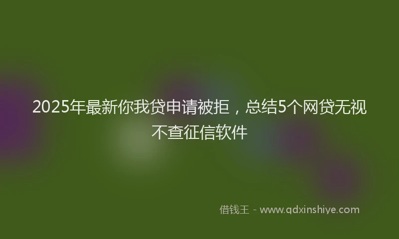 2025年最新你我贷申请被拒，总结5个网贷无视不查征信软件