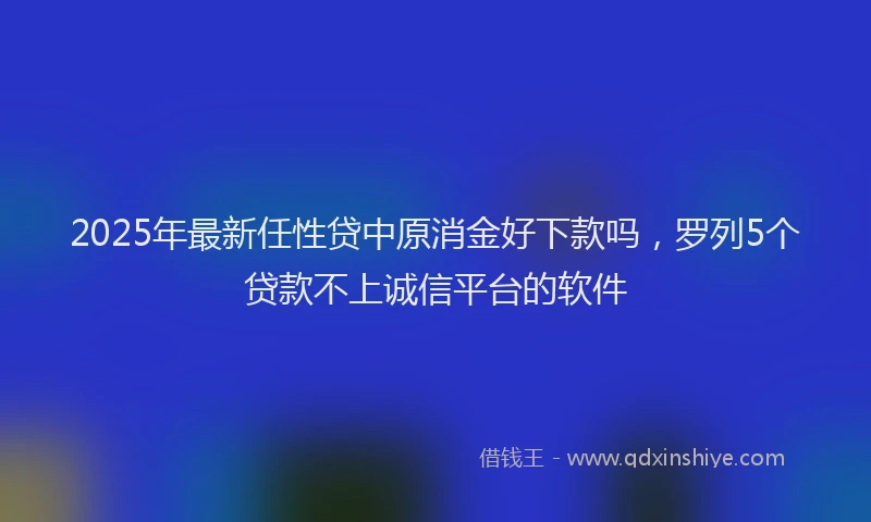 2025年最新任性贷中原消金好下款吗，罗列5个贷款不上诚信平台的软件