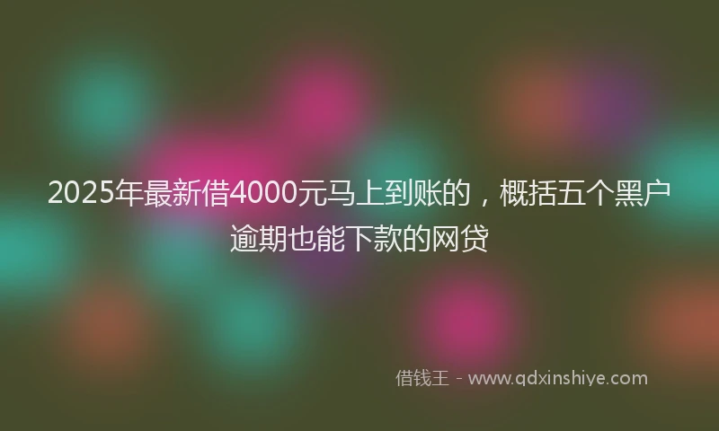 2025年最新借4000元马上到账的，概括五个黑户逾期也能下款的网贷