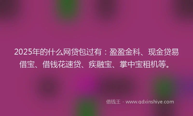 2025年的什么网贷包过有：盈盈金科、现金贷易借宝、借钱花速贷、疾融宝、掌中宝租机等。