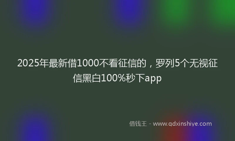2025年最新借1000不看征信的，罗列5个无视征信黑白100%秒下app
