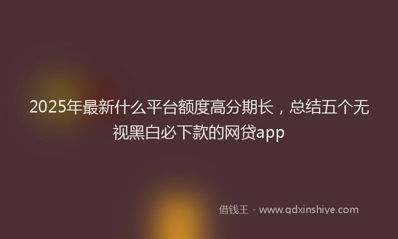 2025年最新什么平台额度高分期长，总结五个无视黑白必下款的网贷app
