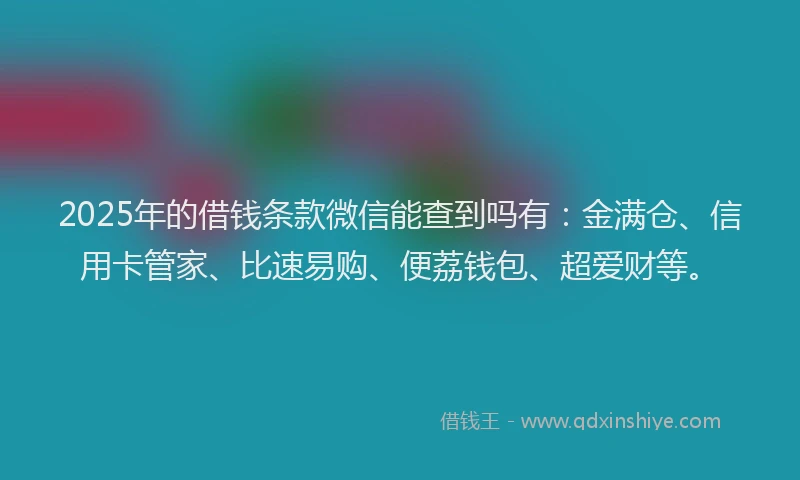 2025年的借钱条款微信能查到吗有：金满仓、信用卡管家、比速易购、便荔钱包、超爱财等。