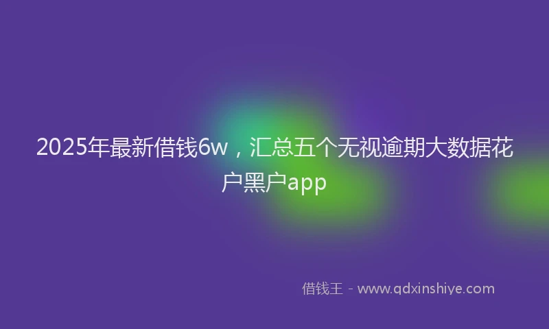 2025年最新借钱6w，汇总五个无视逾期大数据花户黑户app