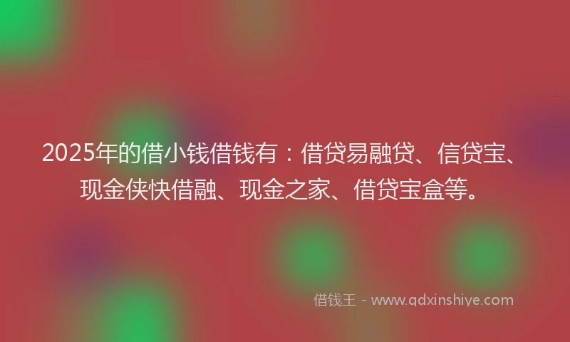 2025年的借小钱借钱有：借贷易融贷、信贷宝、现金侠快借融、现金之家、借贷宝盒等。