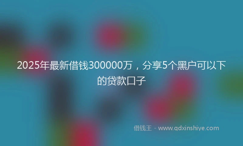2025年最新借钱300000万，分享5个黑户可以下的贷款口子