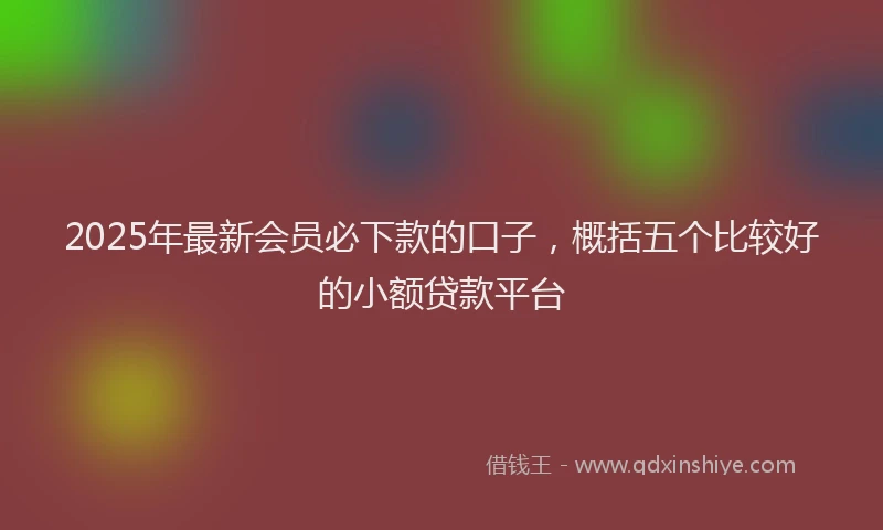 2025年最新会员必下款的口子，概括五个比较好的小额贷款平台