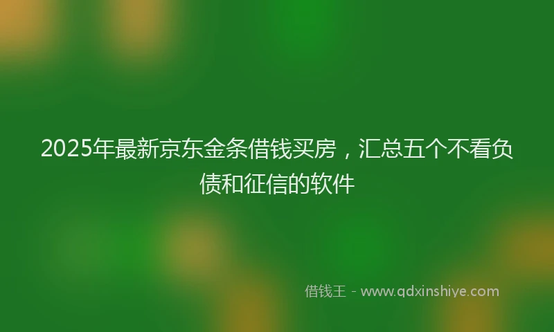 2025年最新京东金条借钱买房，汇总五个不看负债和征信的软件
