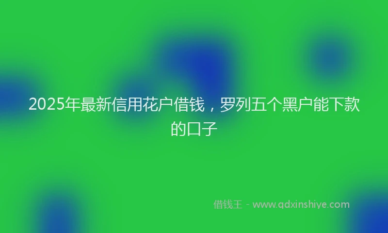 2025年最新信用花户借钱，罗列五个黑户能下款的口子