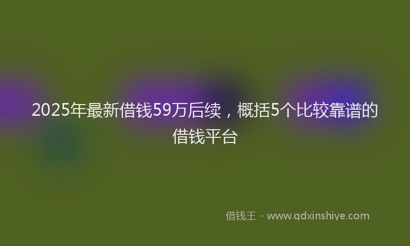 2025年最新借钱59万后续，概括5个比较靠谱的借钱平台