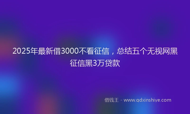 2025年最新借3000不看征信，总结五个无视网黑征信黑3万贷款