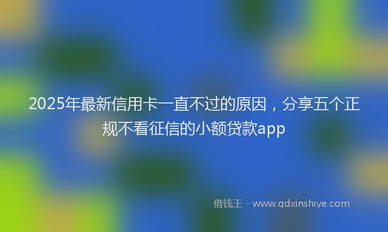 2025年最新信用卡一直不过的原因，分享五个正规不看征信的小额贷款app