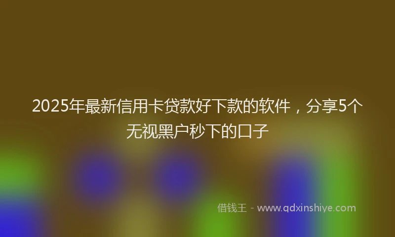 2025年最新信用卡贷款好下款的软件，分享5个无视黑户秒下的口子