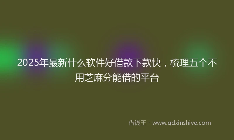 2025年最新什么软件好借款下款快，梳理五个不用芝麻分能借的平台