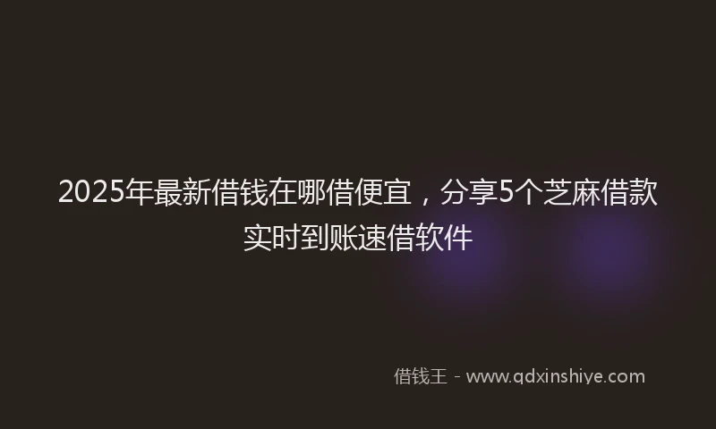 2025年最新借钱在哪借便宜，分享5个芝麻借款实时到账速借软件