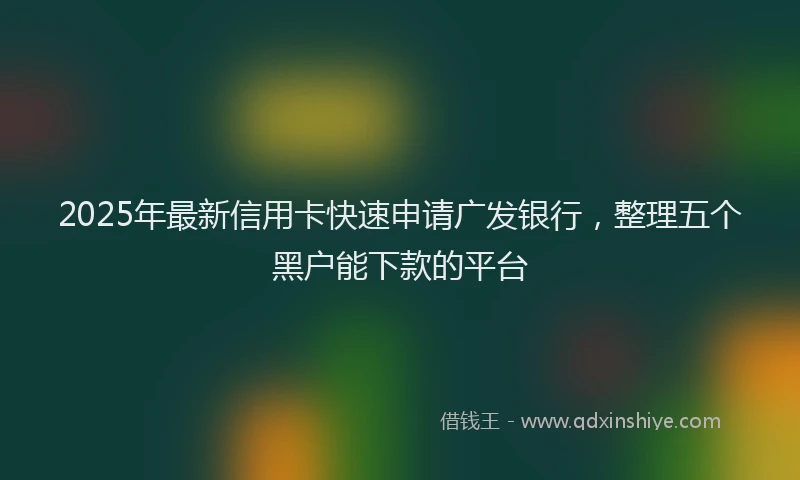 2025年最新信用卡快速申请广发银行，整理五个黑户能下款的平台