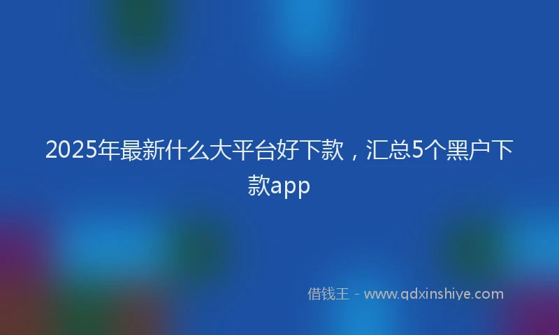 2025年最新什么大平台好下款，汇总5个黑户下款app