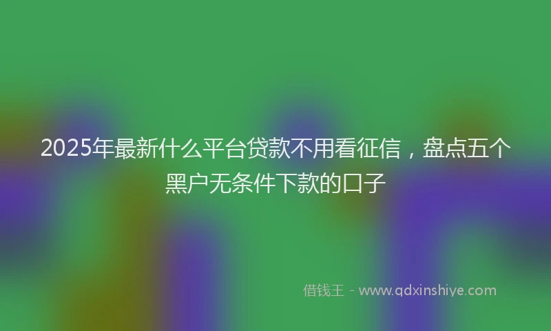 2025年最新什么平台贷款不用看征信，盘点五个黑户无条件下款的口子