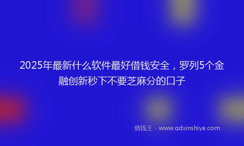2025年最新什么软件最好借钱安全，罗列5个金融创新秒下不要芝麻分的口子